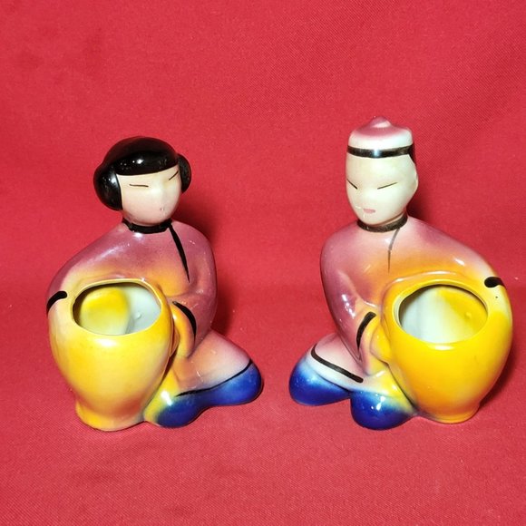 Vintage  Planters Toothpick Holder Chinoiserie Chic Pottery Asian Oriental Figur - Picture 1 of 14